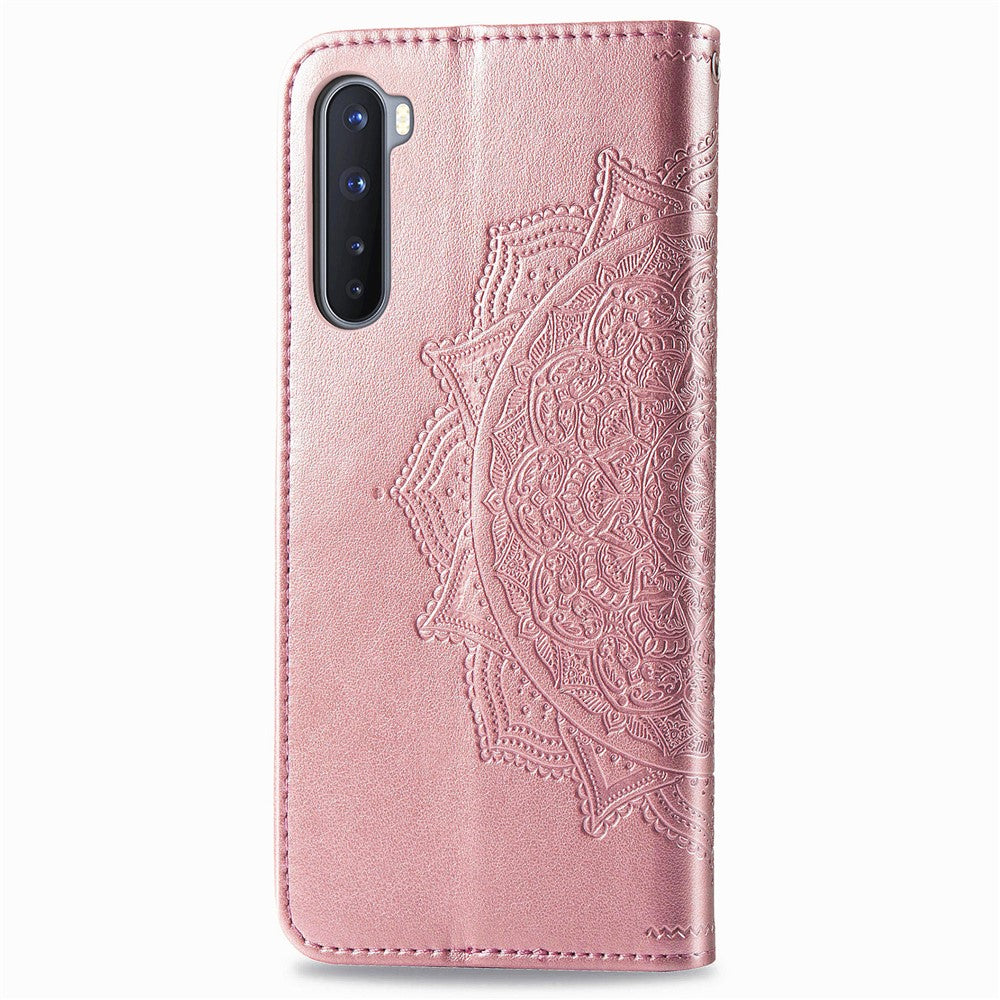 Embossed Mandala Flower Leather Case with Wallet Stand for OnePlus Nord