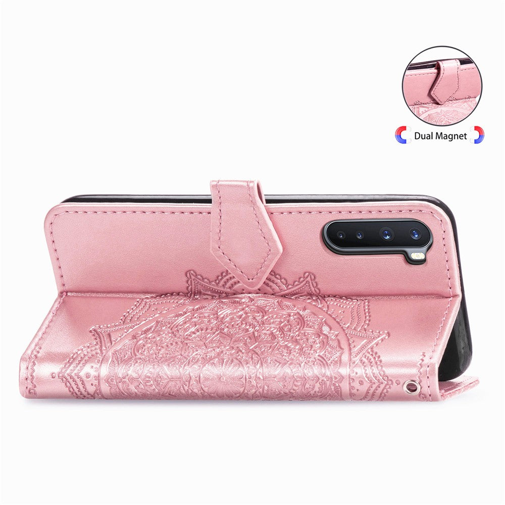 Embossed Mandala Flower Leather Case with Wallet Stand for OnePlus Nord