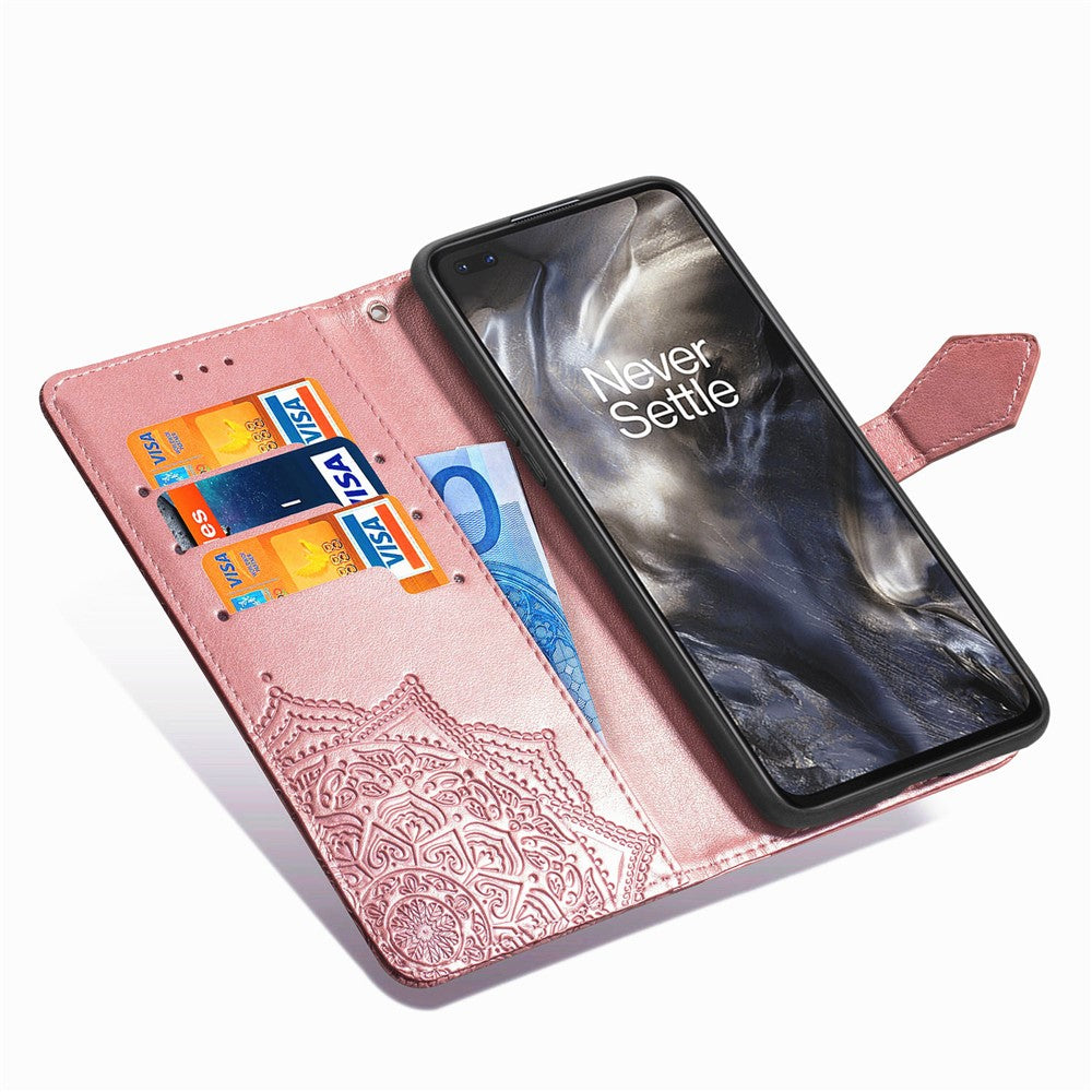 Embossed Mandala Flower Leather Case with Wallet Stand for OnePlus Nord