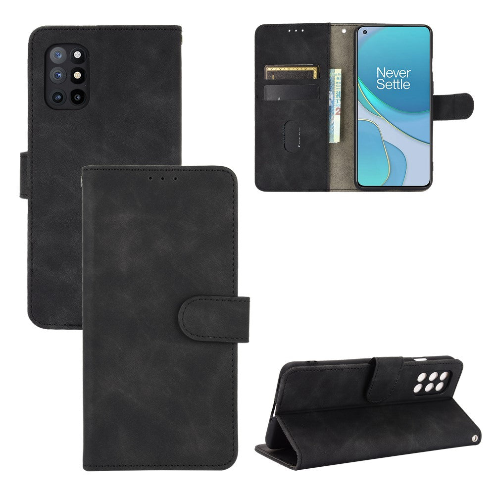 OnePlus 8T Skin-touch PU-läderplånboksfodral med stativ