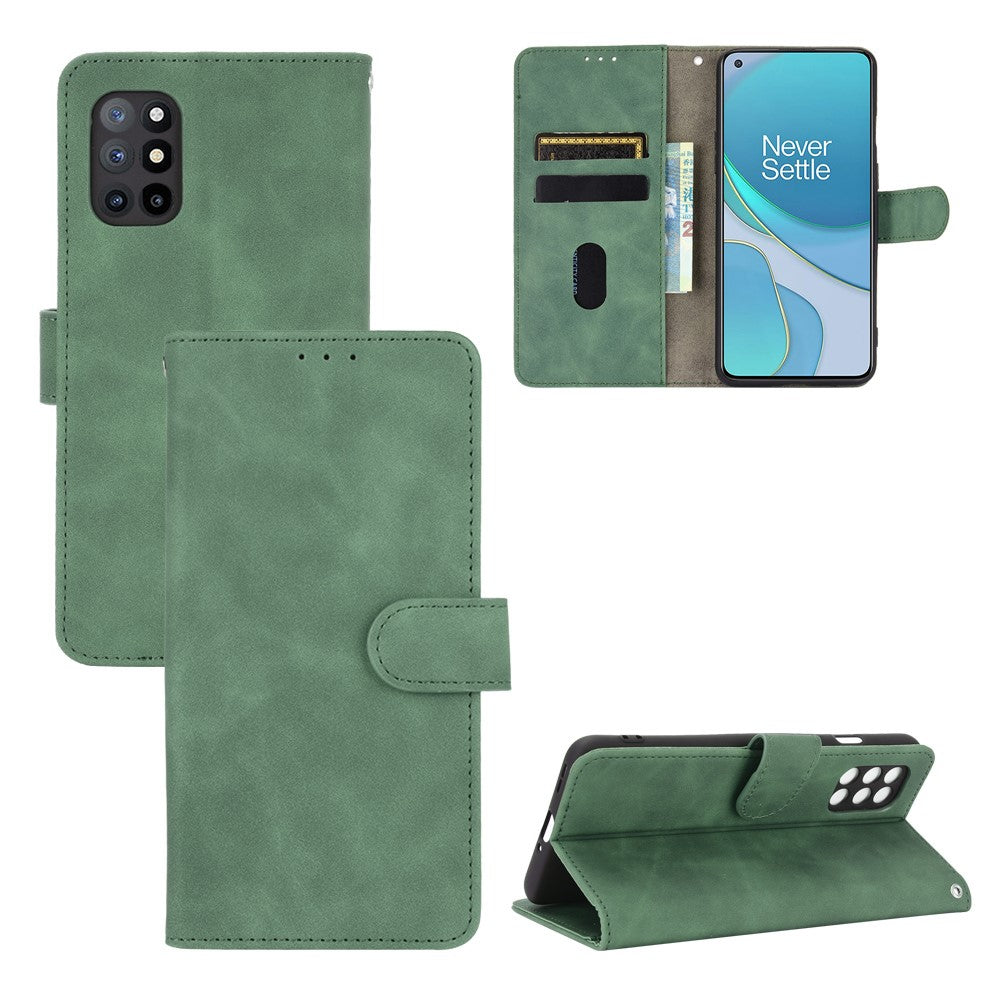 OnePlus 8T Skin-touch PU-läderplånboksfodral med stativ