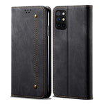 Plånboksfodral i läder med vintage-stil och tygtextur för OnePlus 8T