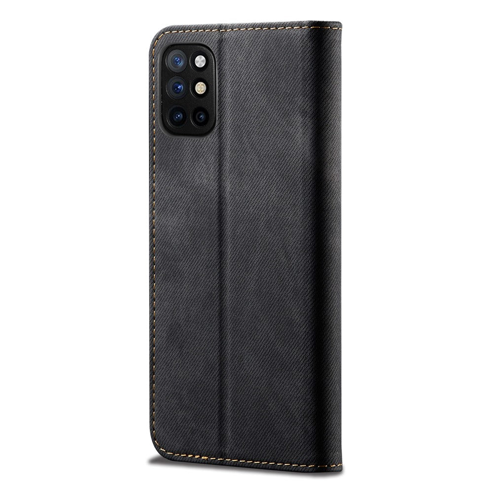 Plånboksfodral i läder med vintage-stil och tygtextur för OnePlus 8T