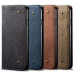 Plånboksfodral i läder med vintage-stil och tygtextur för OnePlus 8T