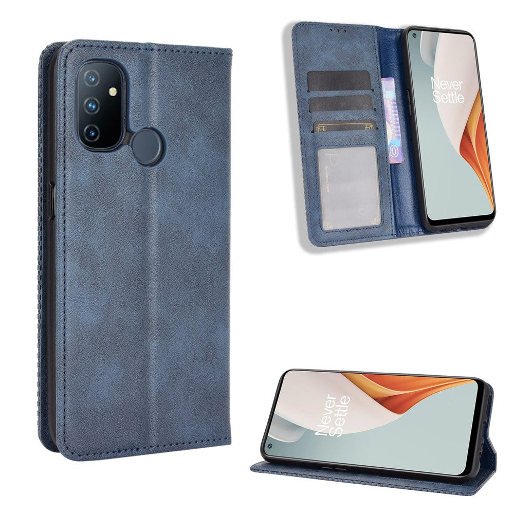 Självabsorberande Retro Läderplånboksfodral för OnePlus Nord N100