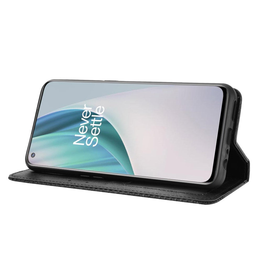 Retro Style Auto-Absorbed Wallet Stand Leather Phone Case for OnePlus Nord N10 5G