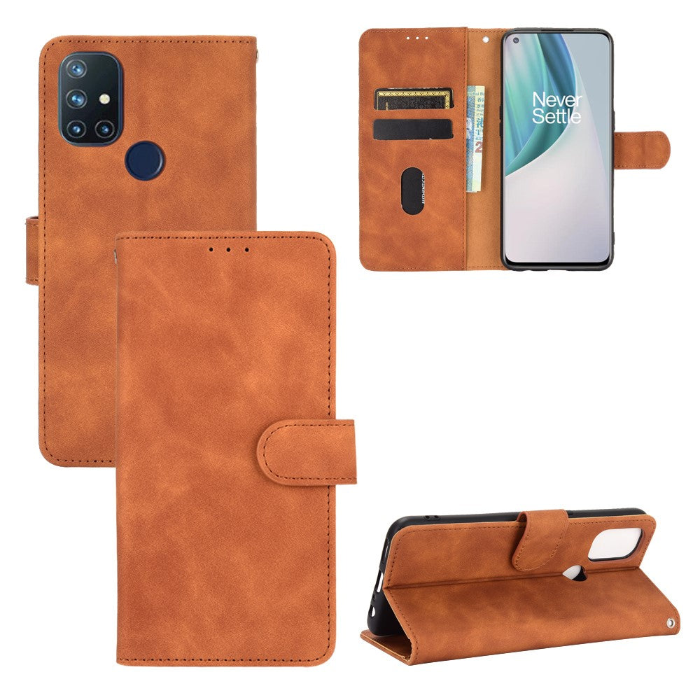 Skin-touch PU Leather Wallet Cell Phone Shell for OnePlus Nord N10 5G
