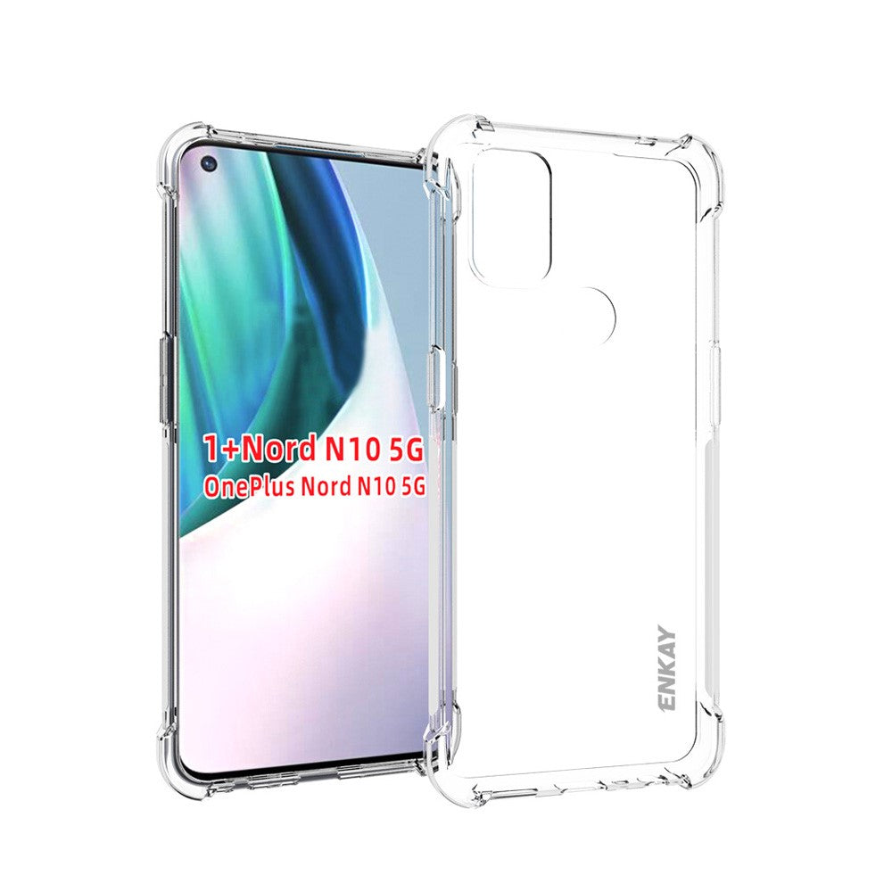 ENKAY HAT PRINCE Stötsäkert, genomskinligt TPU-mobilskal, halkfritt fodral för OnePlus Nord N10 5G