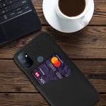Korthållare i tyg + PU-läderbelagt PC-bakstycke för OnePlus Nord N100
