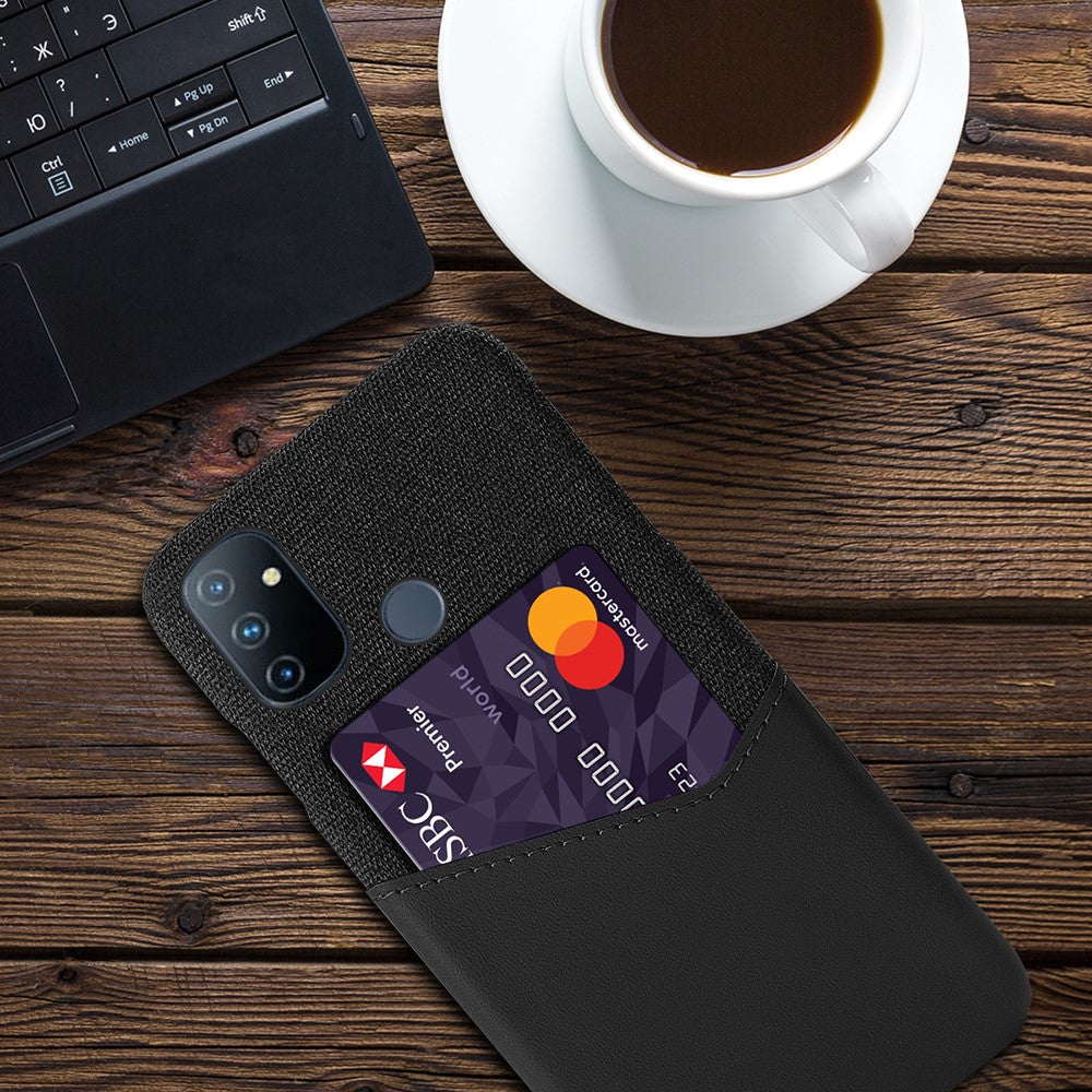 Korthållare i tyg + PU-läderbelagt PC-bakstycke för OnePlus Nord N100