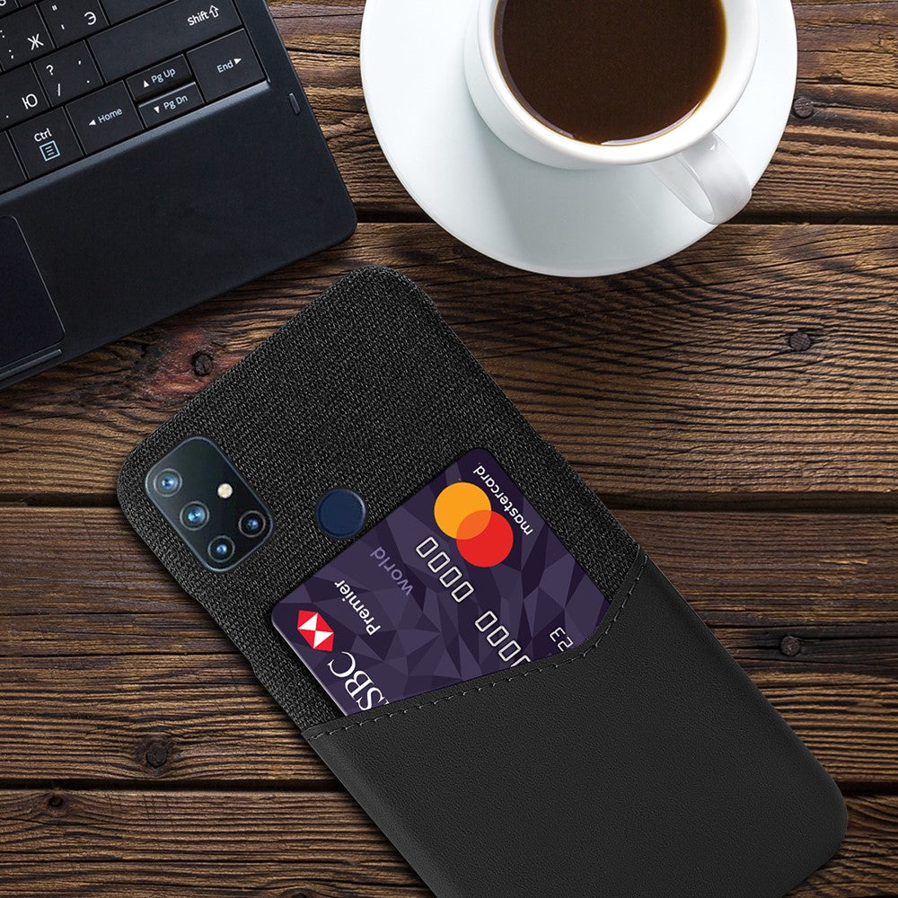 Korthållare i tyg + PU-läderbelagt PC-bakstycke för OnePlus Nord N10 5G