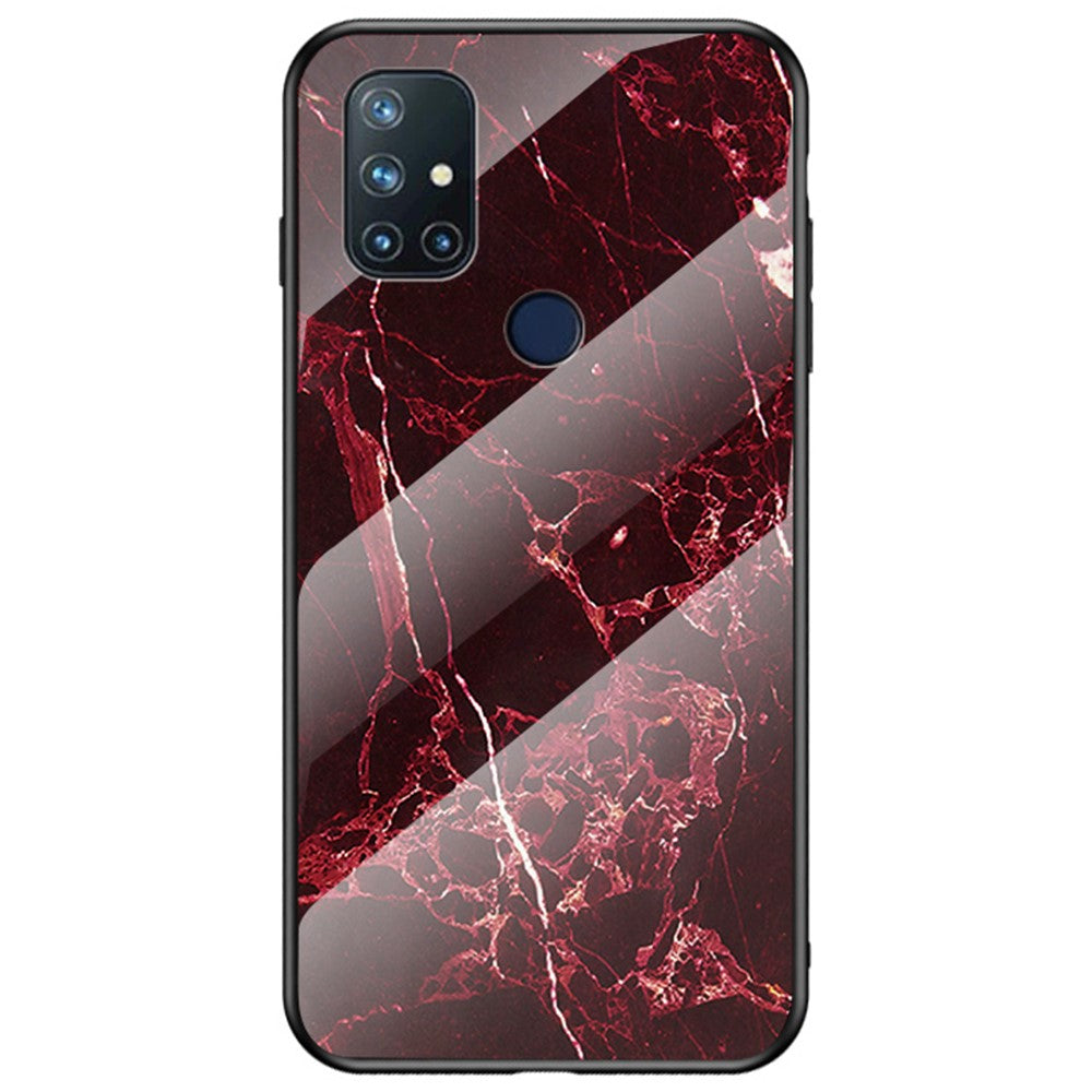 OnePlus Nord N10 5G Marmormönster Skal Mjukt TPU Ram Hårt Härdat Glas + PC Baksida Stötsäkert mobilskal