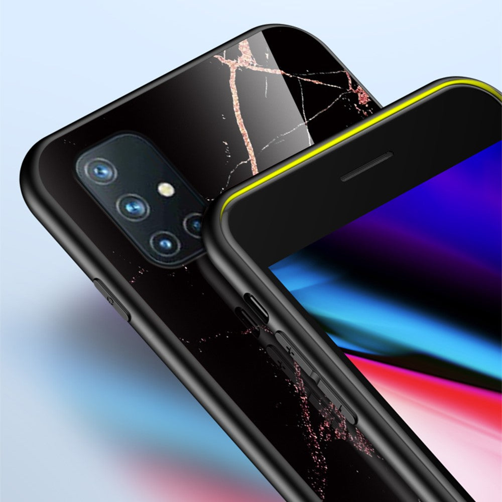 OnePlus Nord N10 5G Marmormönster Skal Mjukt TPU Ram Hårt Härdat Glas + PC Baksida Stötsäkert mobilskal