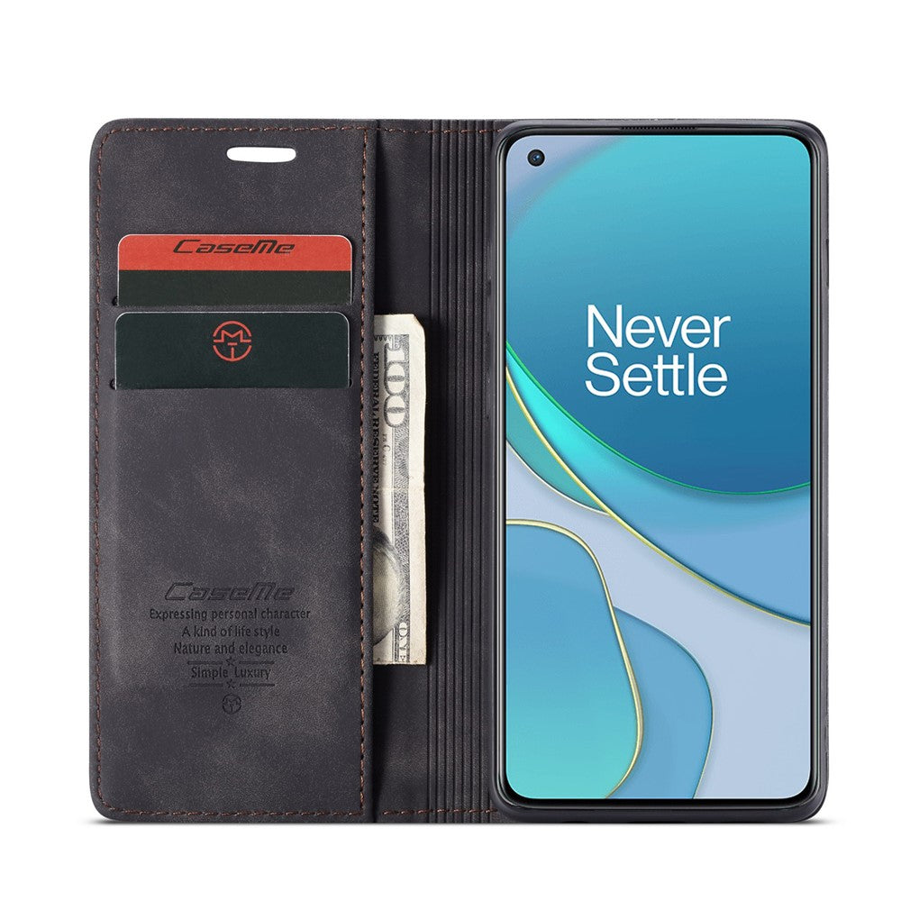 CASEME 013-serien självabsorberande läderplånboksfodral för OnePlus 8T