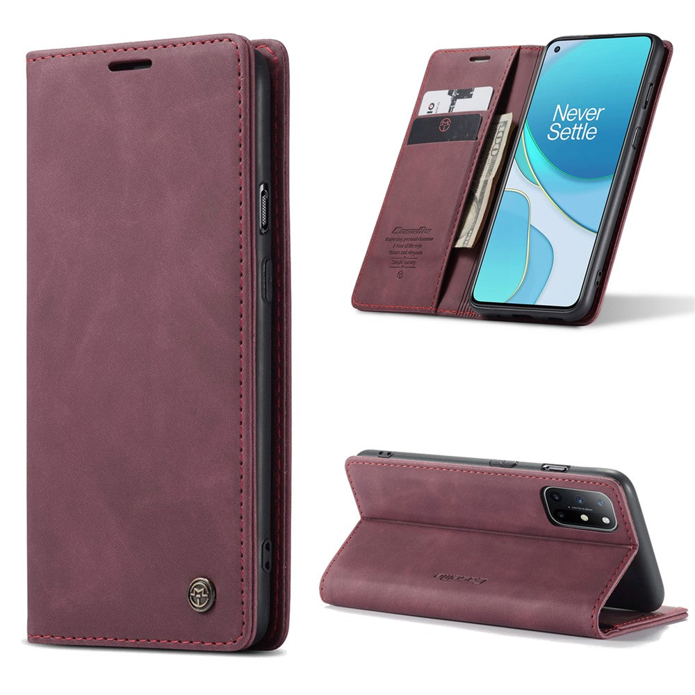 CASEME 013-serien självabsorberande läderplånboksfodral för OnePlus 8T