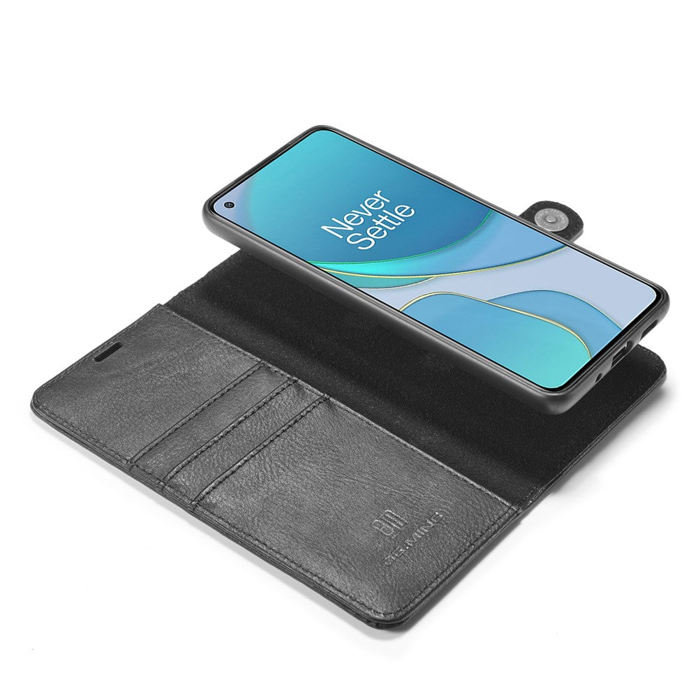 DG.MING Plånboksfodral i delat läder, avtagbart 2-i-1 PC-bakstycke för OnePlus 8T