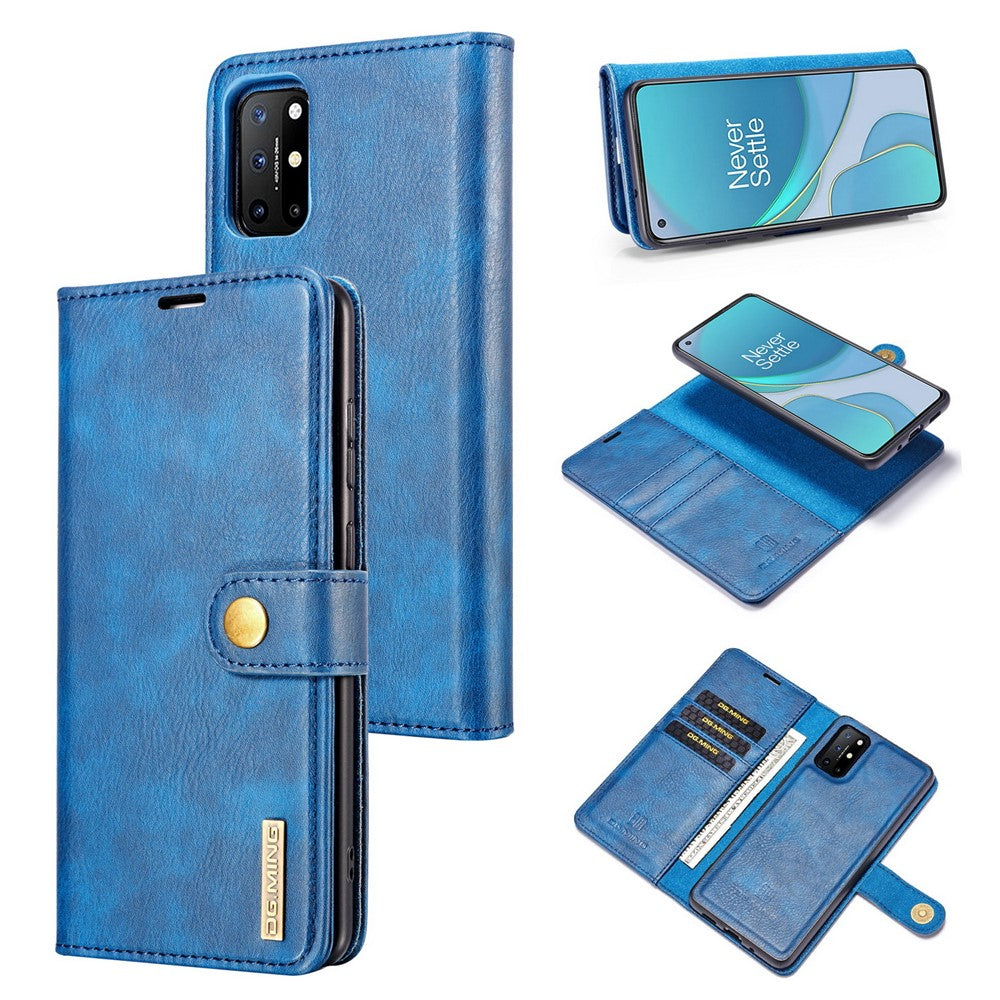 DG.MING Plånboksfodral i delat läder, avtagbart 2-i-1 PC-bakstycke för OnePlus 8T