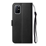 Ensfarvet Beskyttelsescover i Læder med Stander, Pung og Magnetisk Lukning til OnePlus 8T
