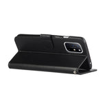 Ensfarvet Beskyttelsescover i Læder med Stander, Pung og Magnetisk Lukning til OnePlus 8T