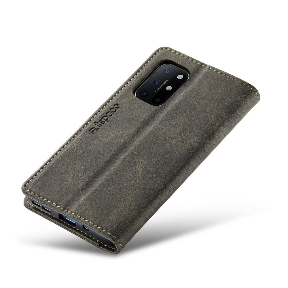 AUTSPACE A01-serien RFID-blockerande retro matt läderfodral plånbok för OnePlus 8T