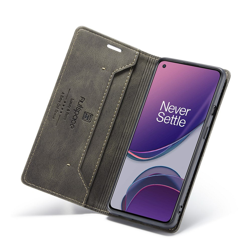 AUTSPACE A01-serien RFID-blockerande retro matt läderfodral plånbok för OnePlus 8T