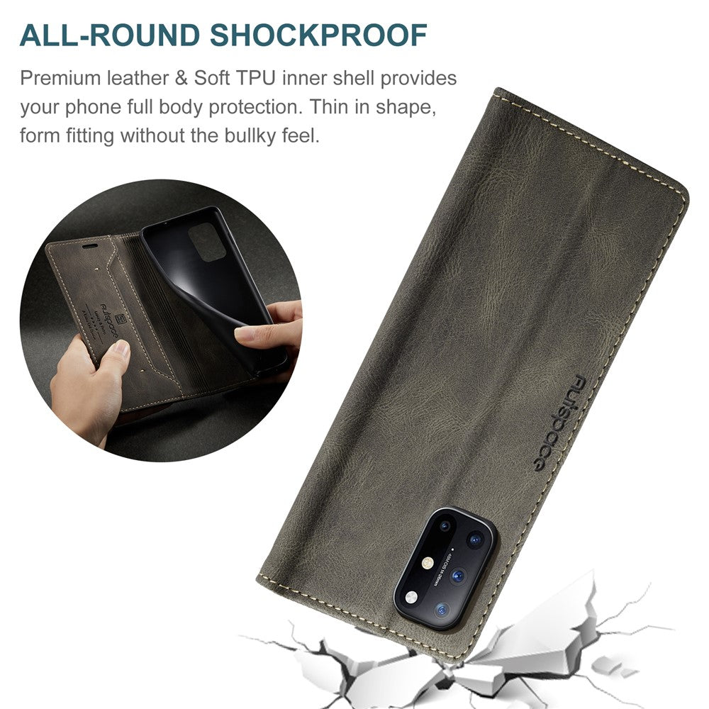 AUTSPACE A01-serien RFID-blockerande retro matt läderfodral plånbok för OnePlus 8T