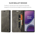 AUTSPACE A01-serien RFID-blockerande retro matt läderfodral plånbok för OnePlus 8T