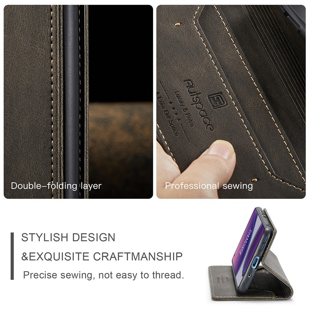 AUTSPACE A01-serien RFID-blockerande retro matt läderfodral plånbok för OnePlus 8T