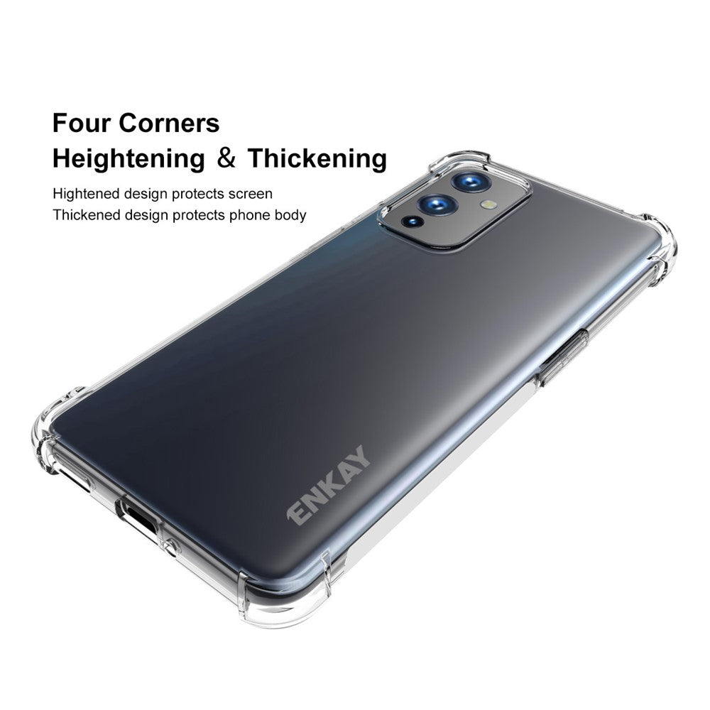 HAT PRINCE ENKAY ENK-PC099 4 Hörn Förtjockad Kudde Halkfri Stötsäker Genomskinlig TPU-Skal till OnePlus 9 (EU/US-version) (IN/CN-version)