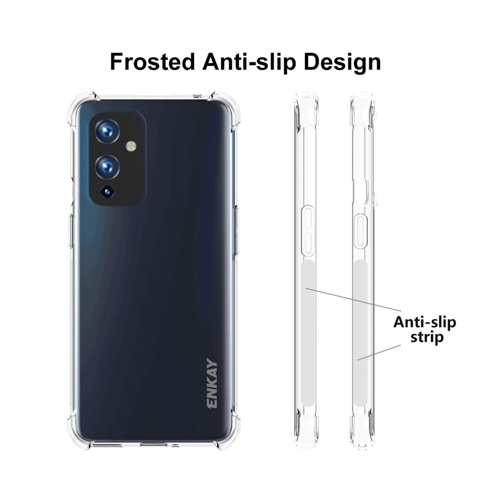 HAT PRINCE ENKAY ENK-PC099 4 Hörn Förtjockad Kudde Halkfri Stötsäker Genomskinlig TPU-Skal till OnePlus 9 (EU/US-version) (IN/CN-version)