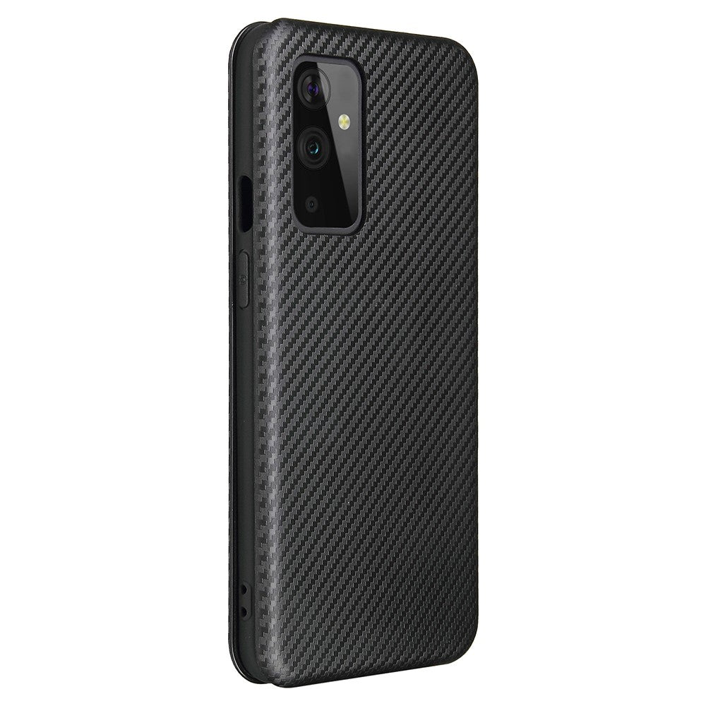 OnePlus 9 (EU/US-version) Magnetiskt sugande läderskal i kolfiber med korthållare
