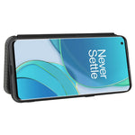 OnePlus 9 (EU/US-version) Magnetiskt sugande läderskal i kolfiber med korthållare