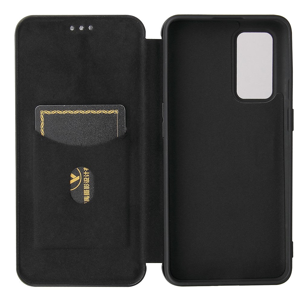 OnePlus 9 (EU/US-version) Magnetiskt sugande läderskal i kolfiber med korthållare