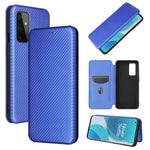 OnePlus 9 (EU/US-version) Magnetiskt sugande läderskal i kolfiber med korthållare