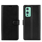 Plånboksdesign med litchitextur i läder för mobilstativ till OnePlus 9 (EU/US-version)