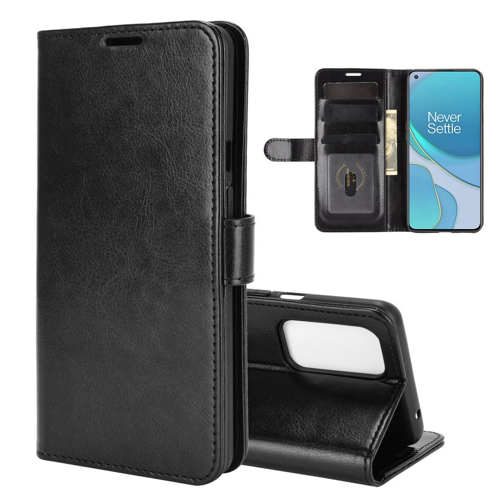 Crazy Horse Texture Leather Cover Stand Case with Wallet Design for OnePlus 9 (EU / US Version)