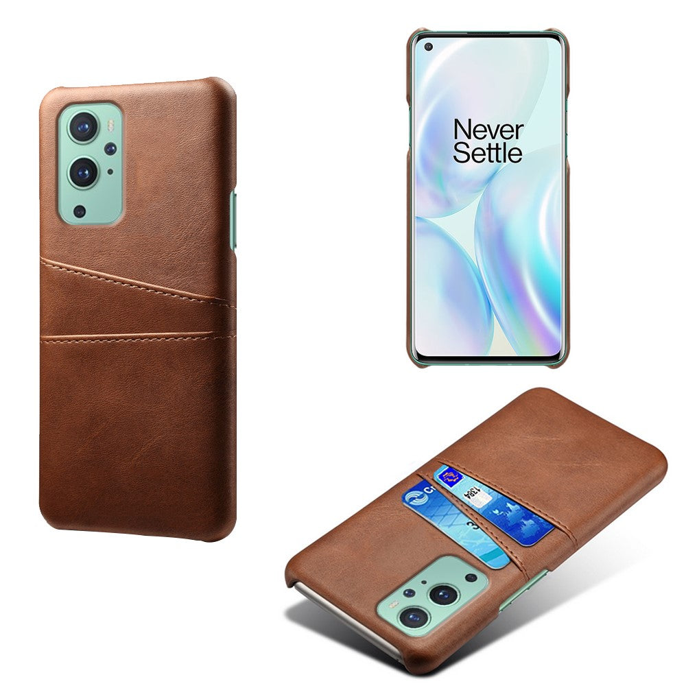 PU-läder + plastfodral med 2 kortplatser för OnePlus 9 (EU / US-version)