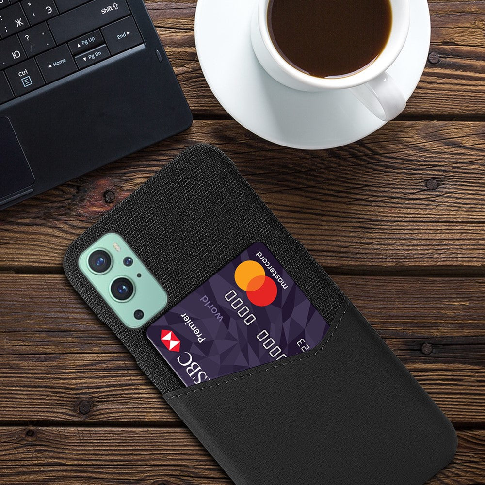 Korthållare i tyg + PU-läderbelagt PC-bakstycke för OnePlus 9 (EU/US-version)