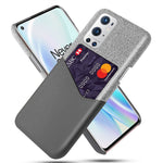 Med korthållartyg + PU-läderbelagt PC-bakstycke för OnePlus 9 Pro