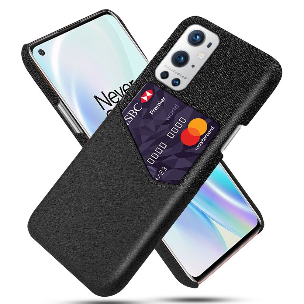 Med korthållartyg + PU-läderbelagt PC-bakstycke för OnePlus 9 Pro