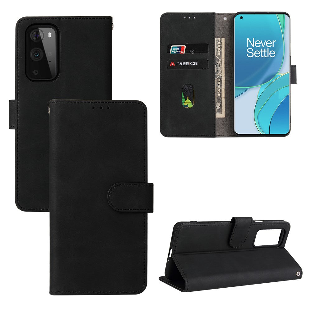 Skin-touch Plånboksfodral i läder med flipfunktion för mobil och skyddsfodral till OnePlus 9 Pro