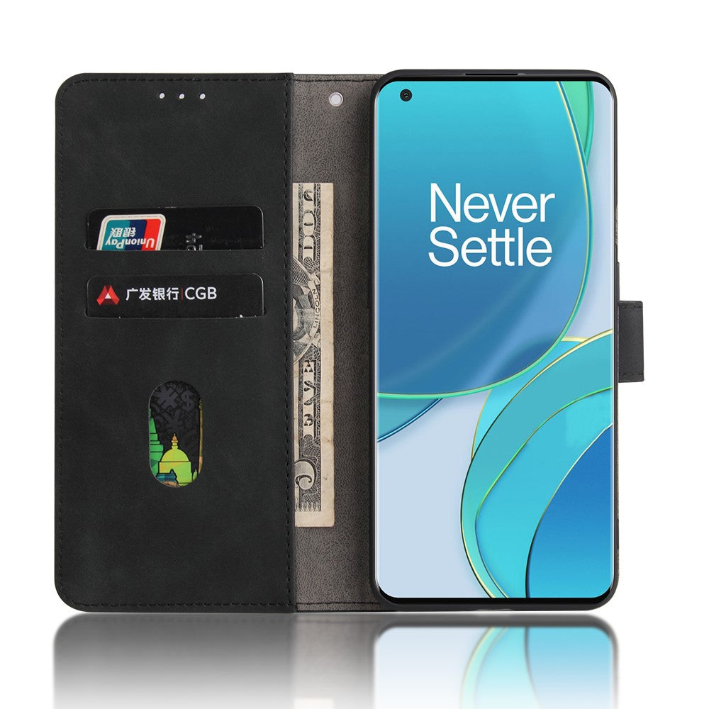 Skin-touch Plånboksfodral i läder med flipfunktion för mobil och skyddsfodral till OnePlus 9 Pro