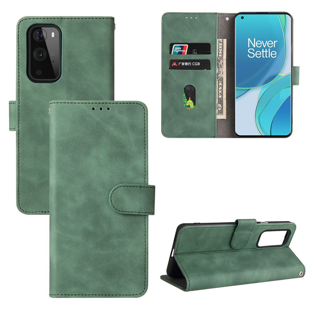 Skin-touch Plånboksfodral i läder med flipfunktion för mobil och skyddsfodral till OnePlus 9 Pro