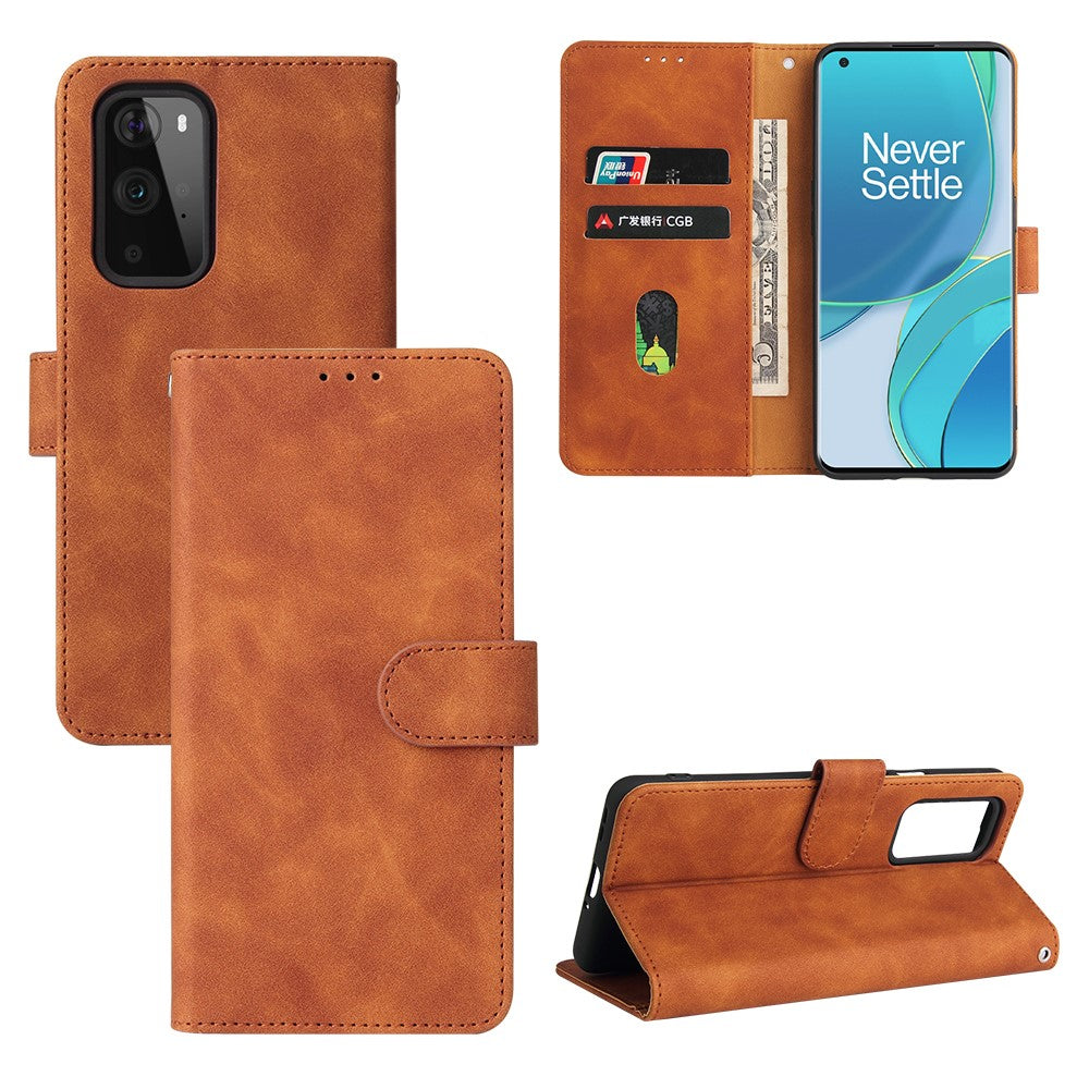 Skin-touch Plånboksfodral i läder med flipfunktion för mobil och skyddsfodral till OnePlus 9 Pro