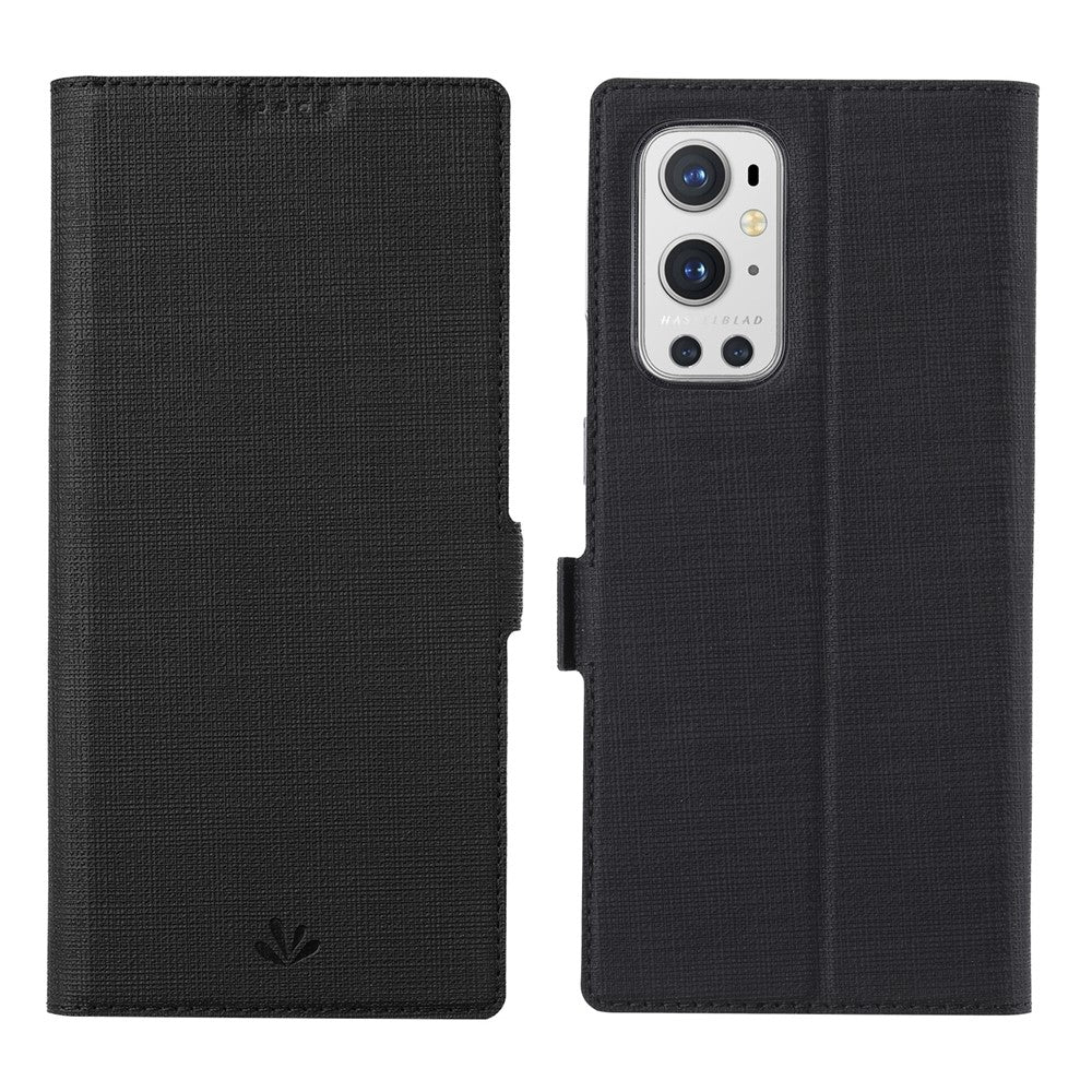 VILI DMK-serien Dubbelmagnetiskt Spänne Korsstruktur Läder Plånboksfodral till OnePlus 9 Pro
