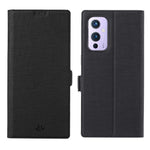 VILI DMK-serien Dubbelmagnetiskt spänne Korsstruktur Läderplånboksfodral till OnePlus 9 (EU/US-version)