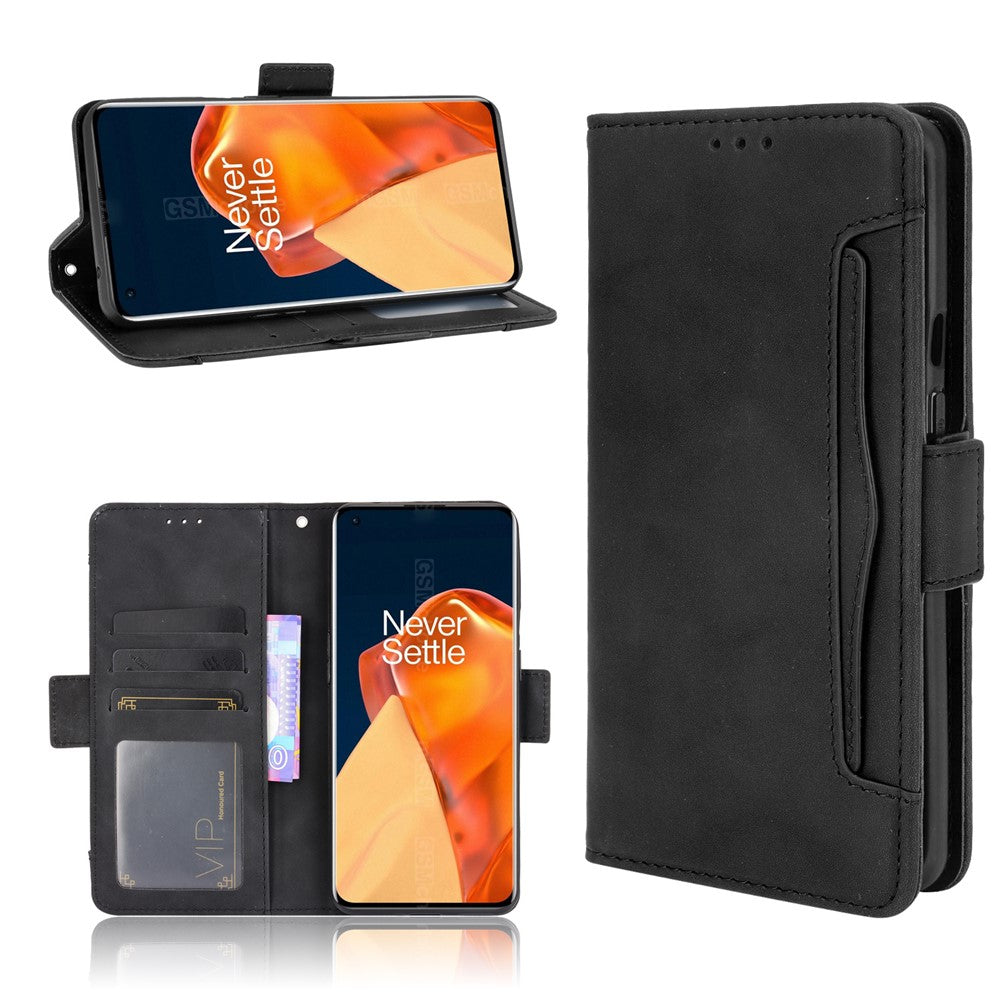 OnePlus 9 Pro Fullt Skyddande Läderplånboksfodral med Flera Kortfack