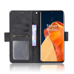 OnePlus 9 Pro Fullt Skyddande Läderplånboksfodral med Flera Kortfack