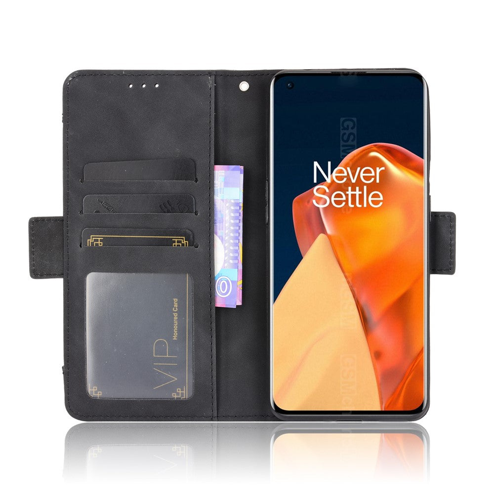 OnePlus 9 Pro Fullt Skyddande Läderplånboksfodral med Flera Kortfack
