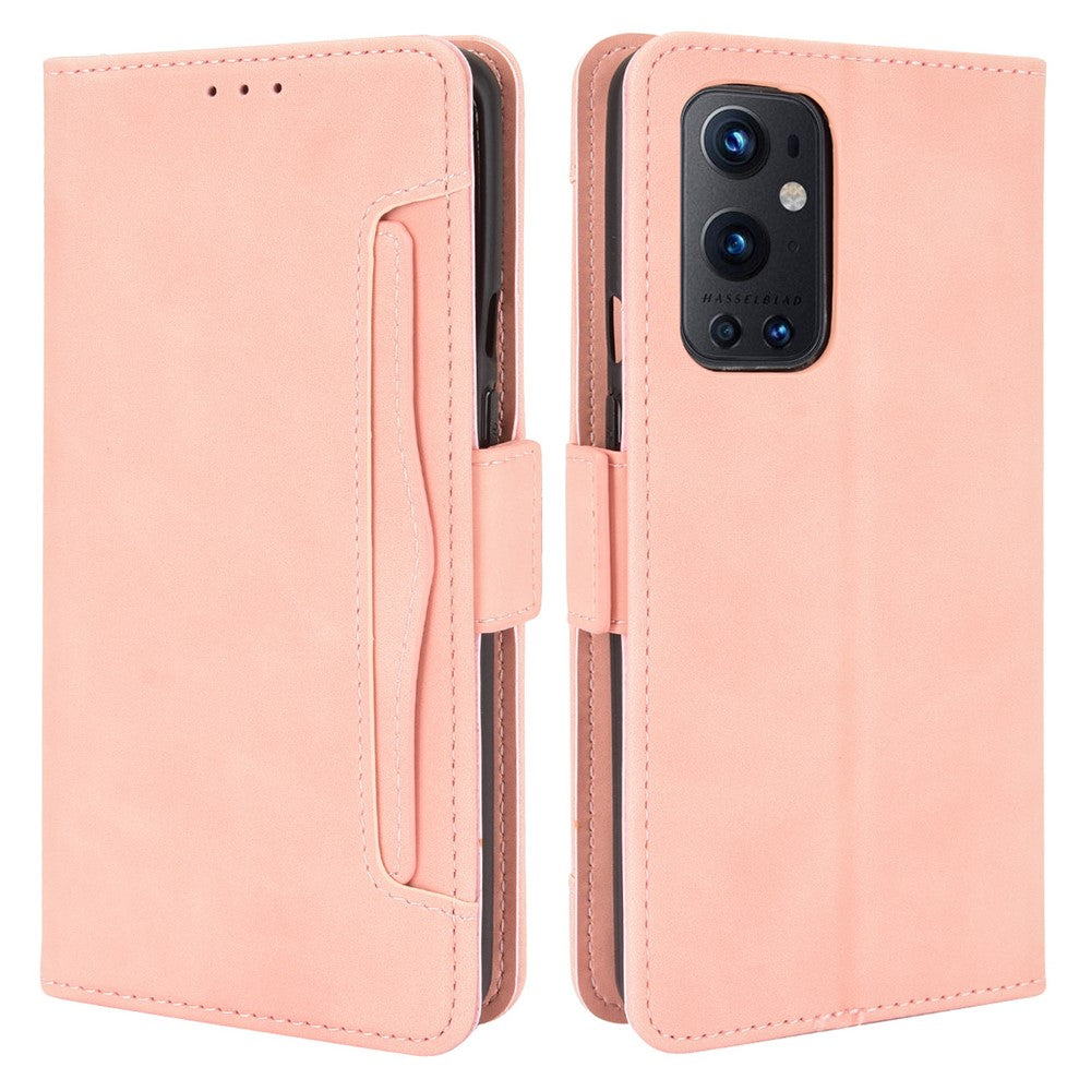 OnePlus 9 Pro Fullt Skyddande Läderplånboksfodral med Flera Kortfack